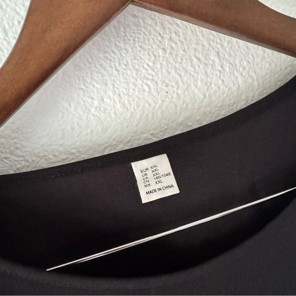 Black Laser Cut Tie Waist Peplum Blouse XXL Bohemian Feminine Romantic - Picture 6 of 13